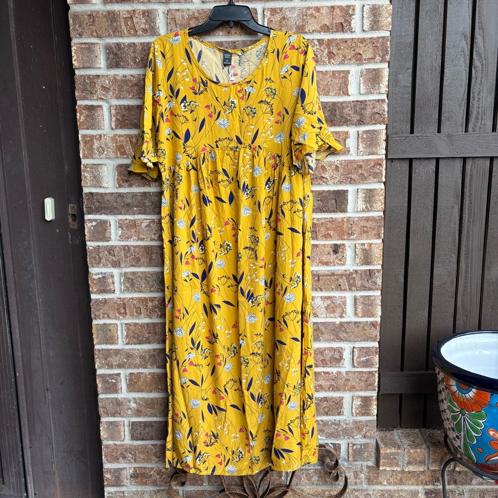 Floral Yellow Midi Dress